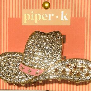 Piper Sparkling Silver and Pink Cowboy Hat Hair Clip